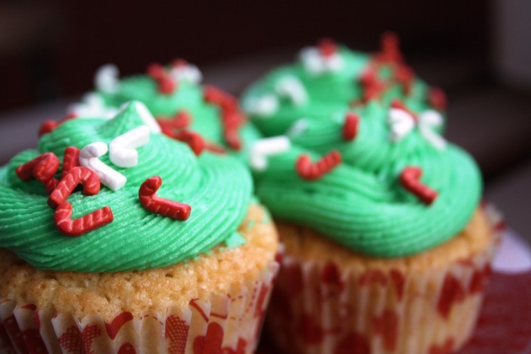 Cupcakes de vainilla decorados de Navidad 2