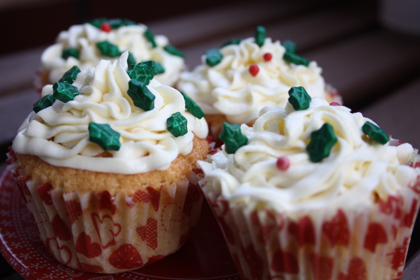 Cupcakes de vainilla decorados de Navidad